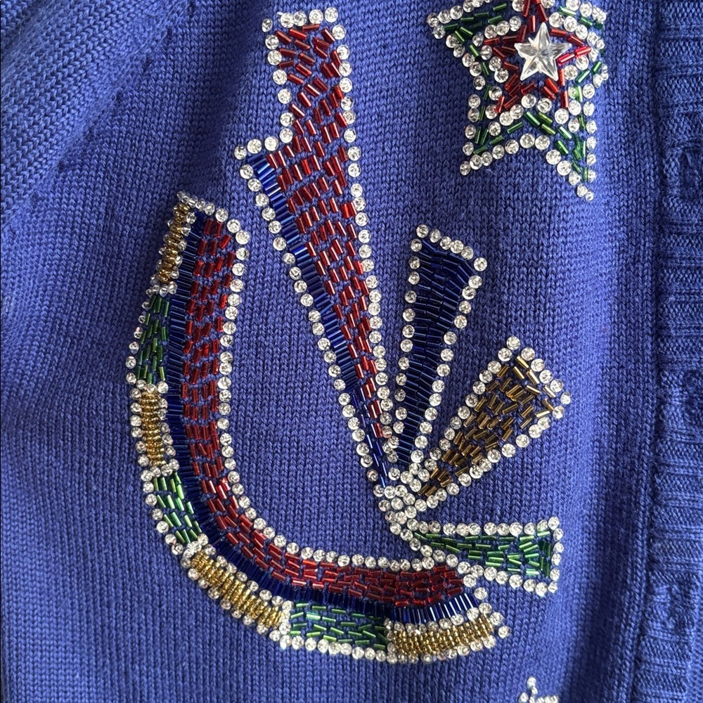 Vintage Principles Women’s beaded Blue/purple Cardigan size L Granmacore - Picture 7 of 7